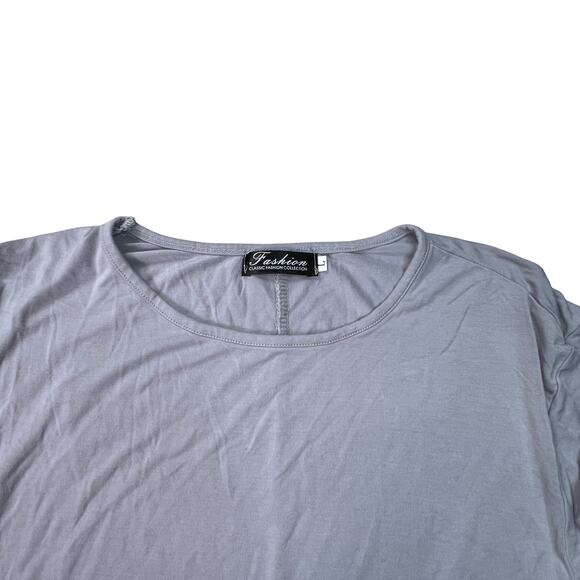 Classic Fashion Collection Tunic Asymmetrical Three Quarter Sleeves Large Purple - Picture 2 of 10